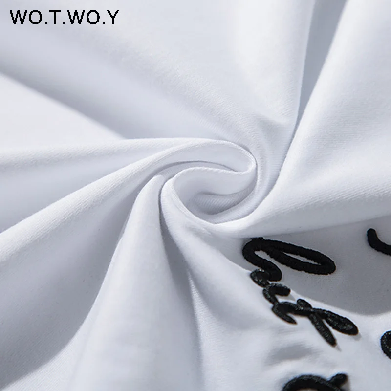 Женская футболка с коротким рукавом WOTWOY белая хлопковая Футболка круглым