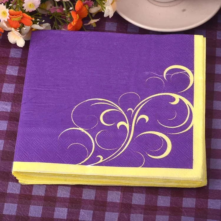 Новый Еда уровень настольный бумажные салфетки носовые платки фиолетового цвета