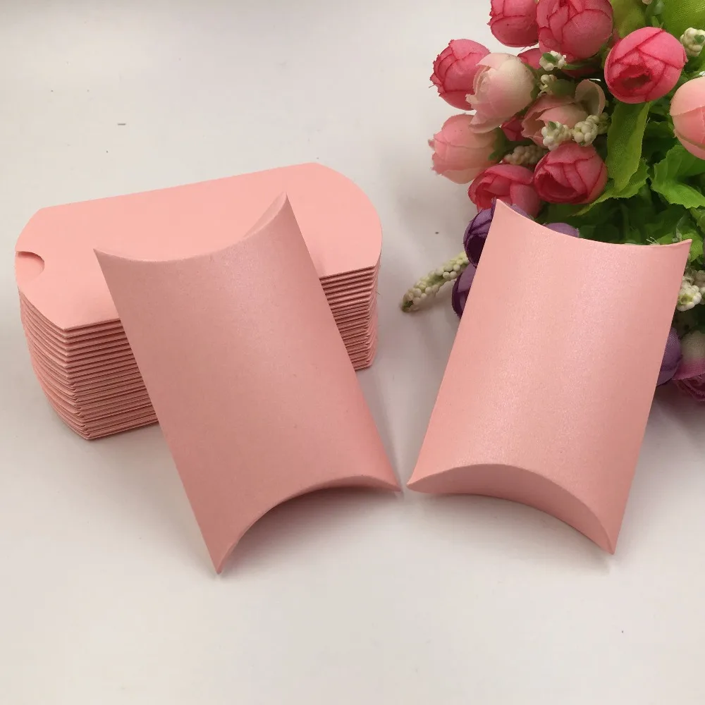 

100pcs 80x55x20mm Pink Handmade Soap/chocolate/cake/candy/Cosmetics/jewelry Packaging Boxes,Paper Pillow Wedding Party Gift Box