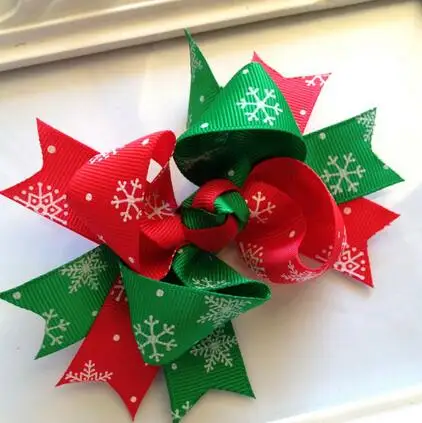 

Free shipping 150pcs Christmas Morning Snowflakes Kids Hair Bow