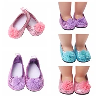 sequins flower pinkpurpleblue doll shoes girl gift 18 inch 45cm girl doll 7cm doll shoes mini shoes for 43cm doll