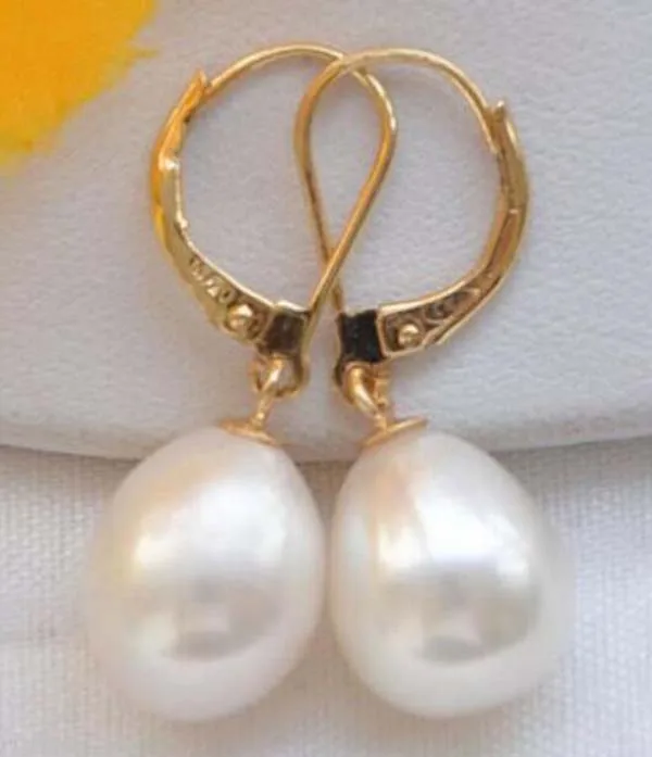 free shipping&gt&gt&gt&gtnoble jewelry 14K Yellow Gold HOT Huge AAA+ 10-13mm White South Sea Pearl Earrings |