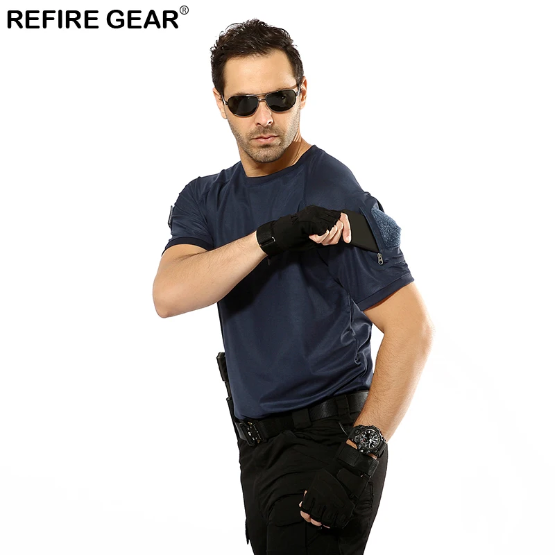 Мужская быстросохнущая футболка Refire Gear дышащая армейская тактическая с коротким
