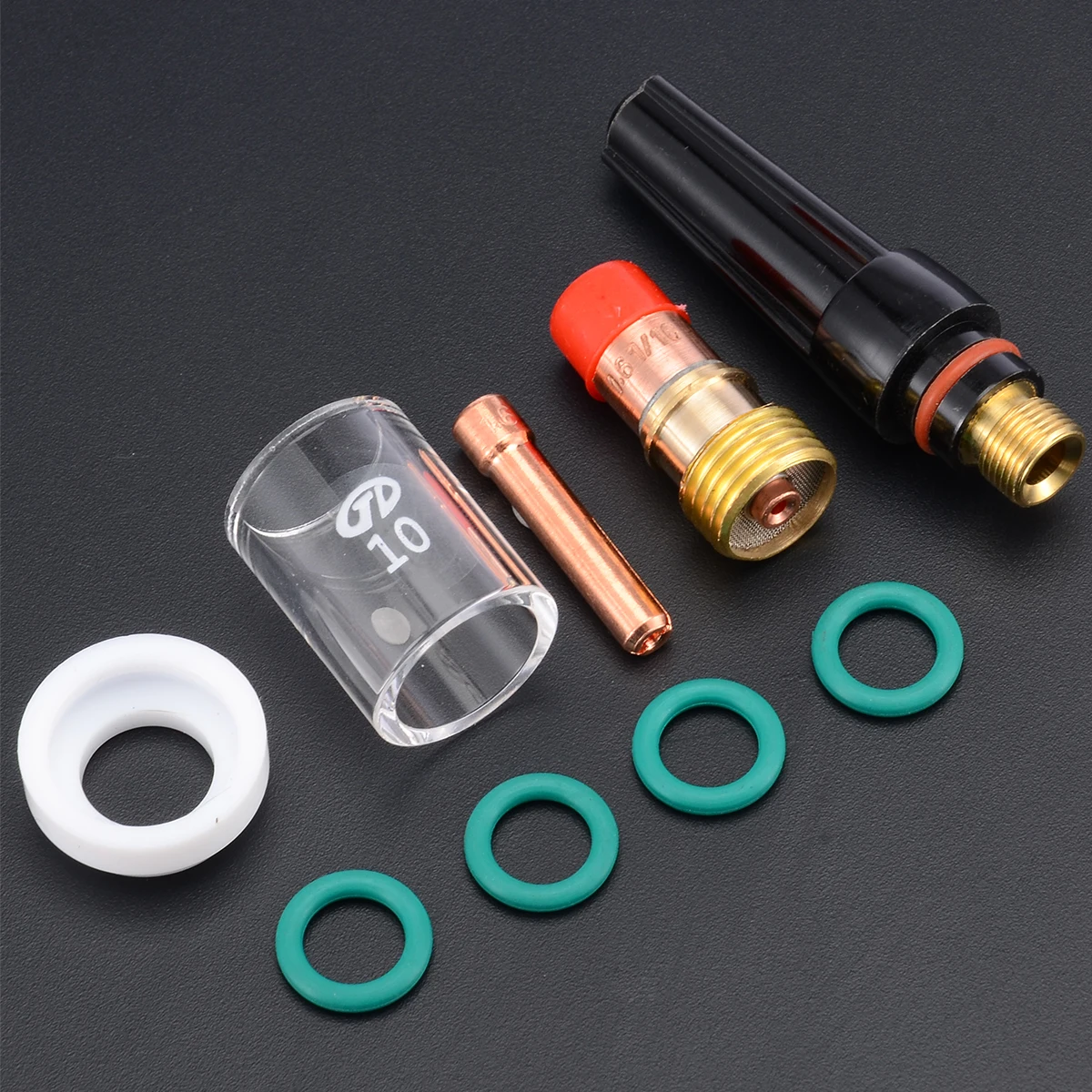 CHNsalescom 7 pcs TIG Welding 12# 30mm Pyrex Glass Gas Lens Kit for WP-24 Series 3.2mm 1/8