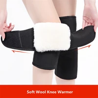 100 pure wool sheepskin knee protector sleeves thickened warm winter joint cushion knee pad outdoor knee warmer with sticker