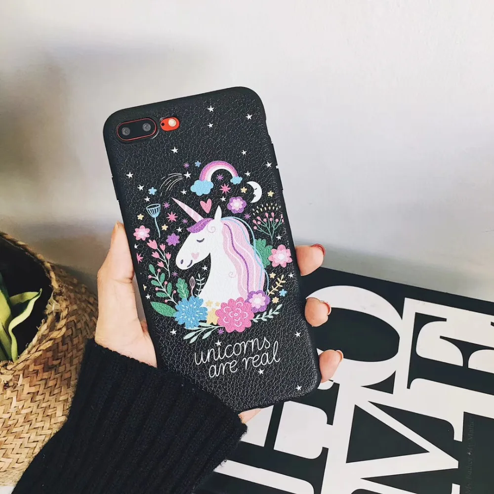 ZMASI Личи Текстура телефон с единорогом чехол для iphone X 6S 6 7 8 плюс мягкий кожаный