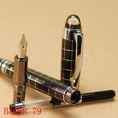 Перьевая ручка BAOER 79 M nib black dan silver в клетке бесплатная доставка|baoer 79|fountain pen mfountain |