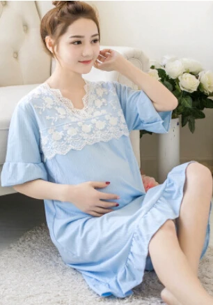 3 Big Size Maternity Nursing Nightdress Summer for Pregnant Women dress Pregnancy Pajamas Breast Feeding Nightgown Dress - Цвет: 3