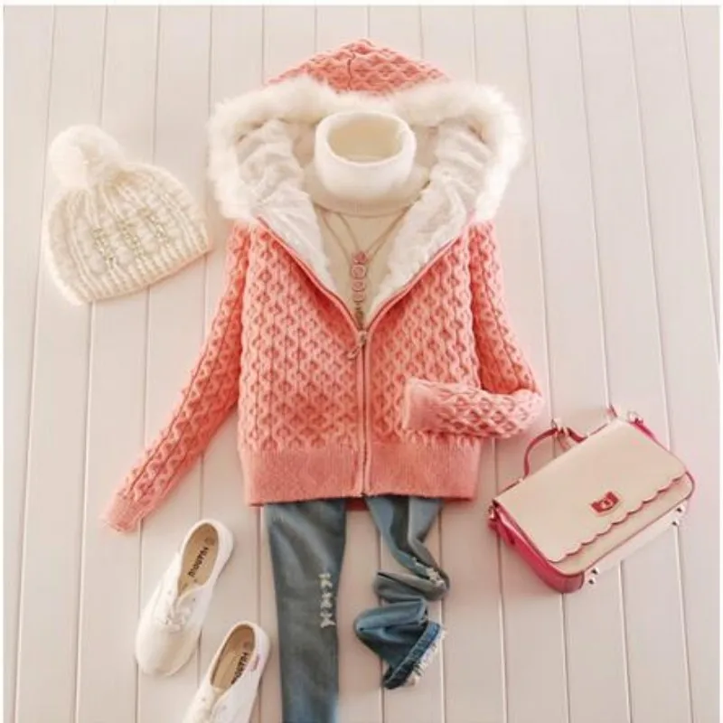 Теплый зимний женский свитер шерстяные свитера с капюшоном Женский утепленный