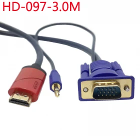 (100 шт./лот) HDMI Мужской вход в VGA и RCA Аудио видео конвертер кабель 2 м 3 5 м|cable extension|cable
