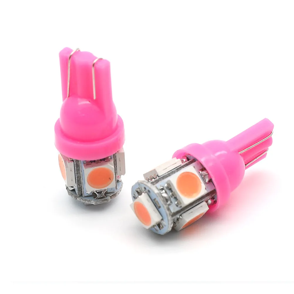 100 шт. T10 W5W Светодиодная лампа 5 SMD LED белый синий красный желтый зеленый 5050 194 168