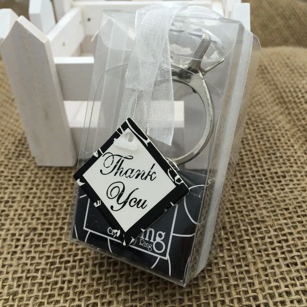 100 шт./лот кольцо для свадебной вечеринки с искусственным бриллиантом брелоки