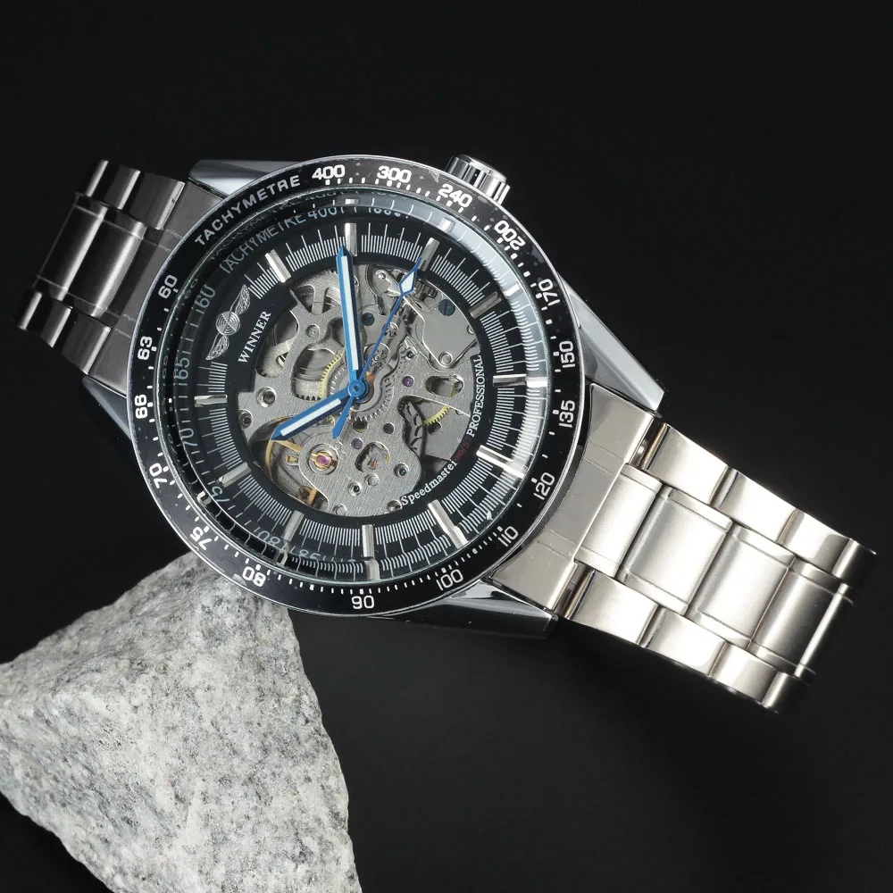 Часы WINNER мужские автоматические механические со стальным ремешком | Наручные