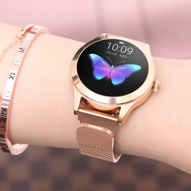 Gold Steel KW10 Смарт-часы для женщин 1,04 дюймов экран IP68 водонепроницаемый монитор сердечного ритма физиологическое напоминание Спорт Фитнес-браслет - Цвет: Gold Steel