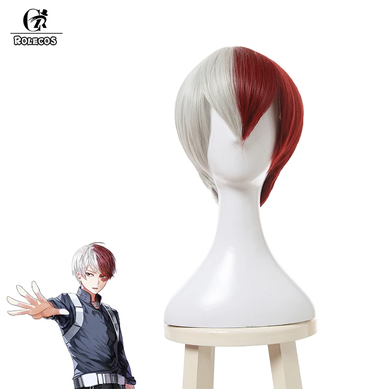 Волосы для косплея ROLECOS аниме MHA Косплей Todoroki Shoto 30 см короткие волосы унисекс