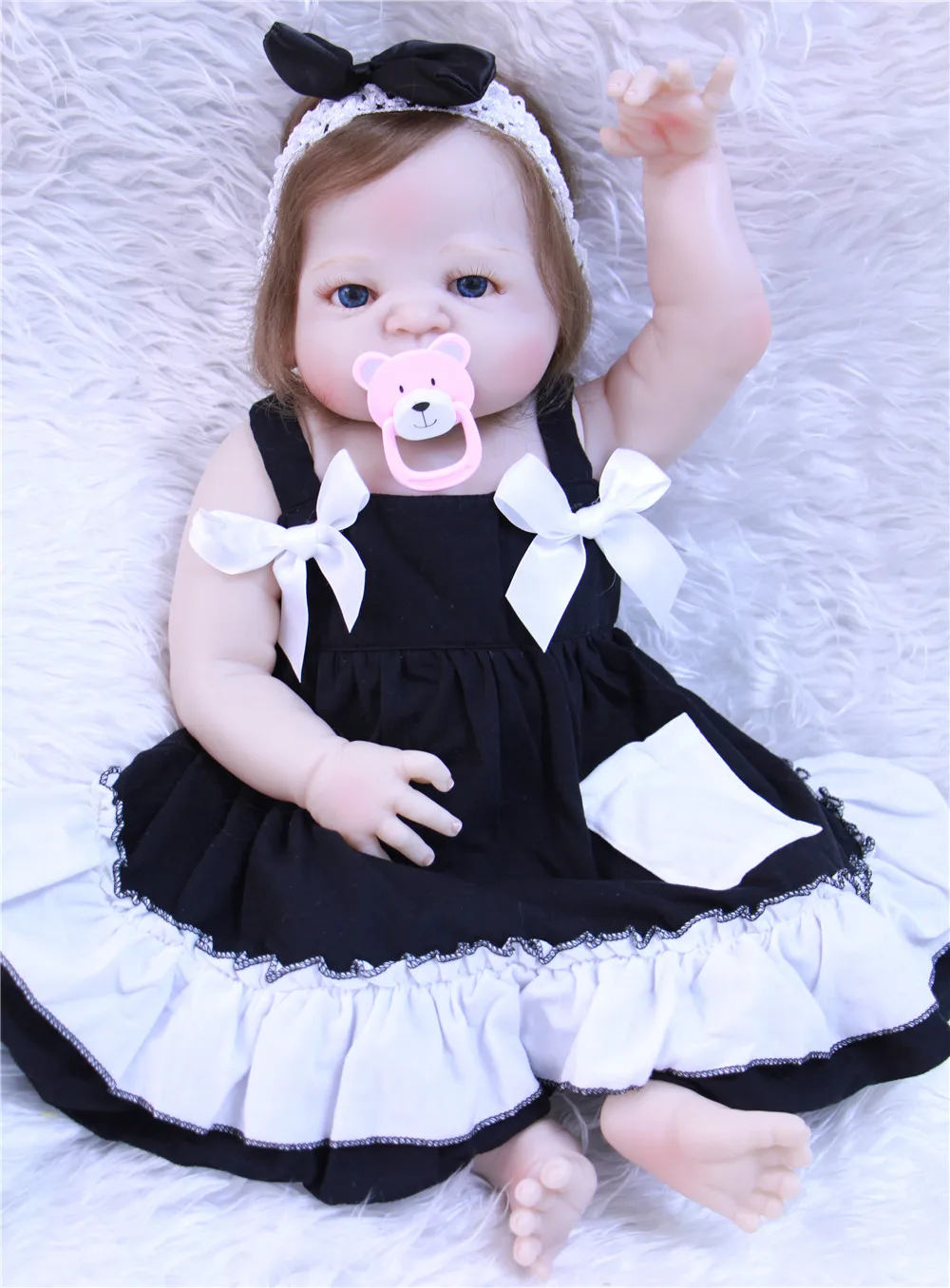 57 см силиконовая кукла reborn baby menina Очаровательная как настоящая новорожденная