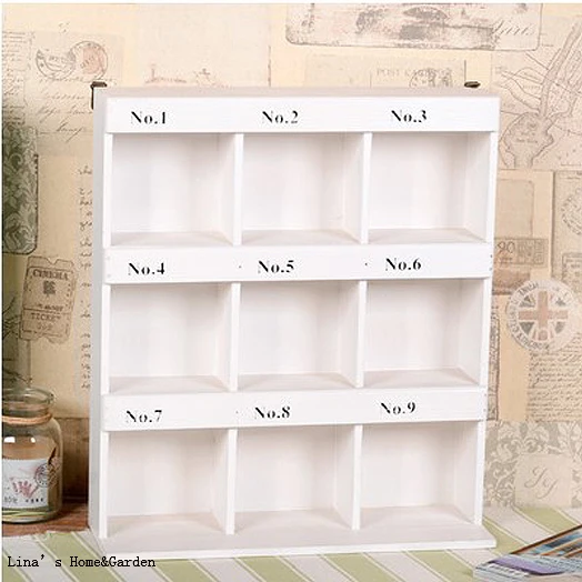 Нумерованные 9 ячеек винтажная небольшая кубическая полка из массива дерева | Дом