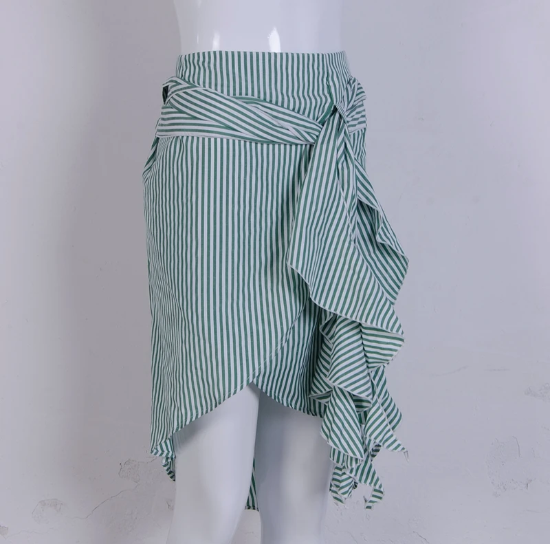 Женская Летняя асимметричная юбка пляжные вечерние мини юбки в полоску с