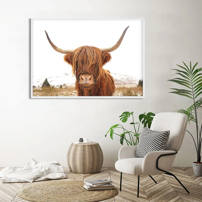Highland постер на холсте коровы и принт животных в скандинавском стиле живопись
