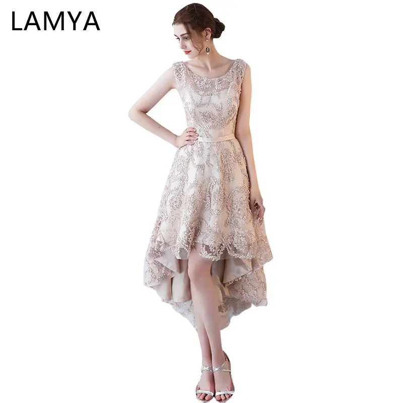 

Lamya Princess Short Front Back Long Tail Cocktail Dresses Elegant 2022 Lace Up Evening Party Gown Women Special Occasion Dress