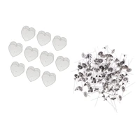 200pcs pre waxed candle wicks and 10pcs plastic clear heart tealight cups empty case container holder for candle making