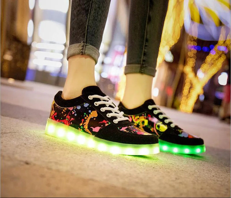 Size35-44 красочные обувь с зарядкой usb светящиеся кроссовки со светодиодами легкие