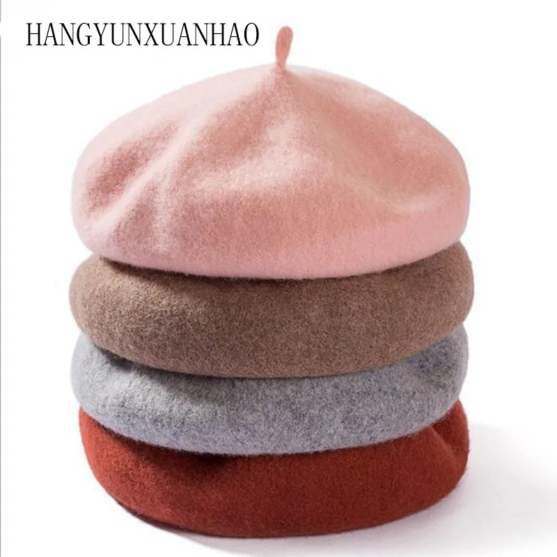 

HANGYUNXUANHAO New Rabbit Hair Beret Female Qiu Dong Season Tide Joker Painter Wind Octagonal Cap In Engl Hat