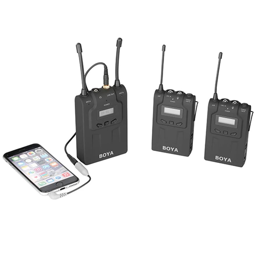 BOYA BY-WM8 UHF Dual Беспроводной петличный микрофон Systerm Lav интервью Mic 2 Передатчики 1 приемник для DSLR видео Камера