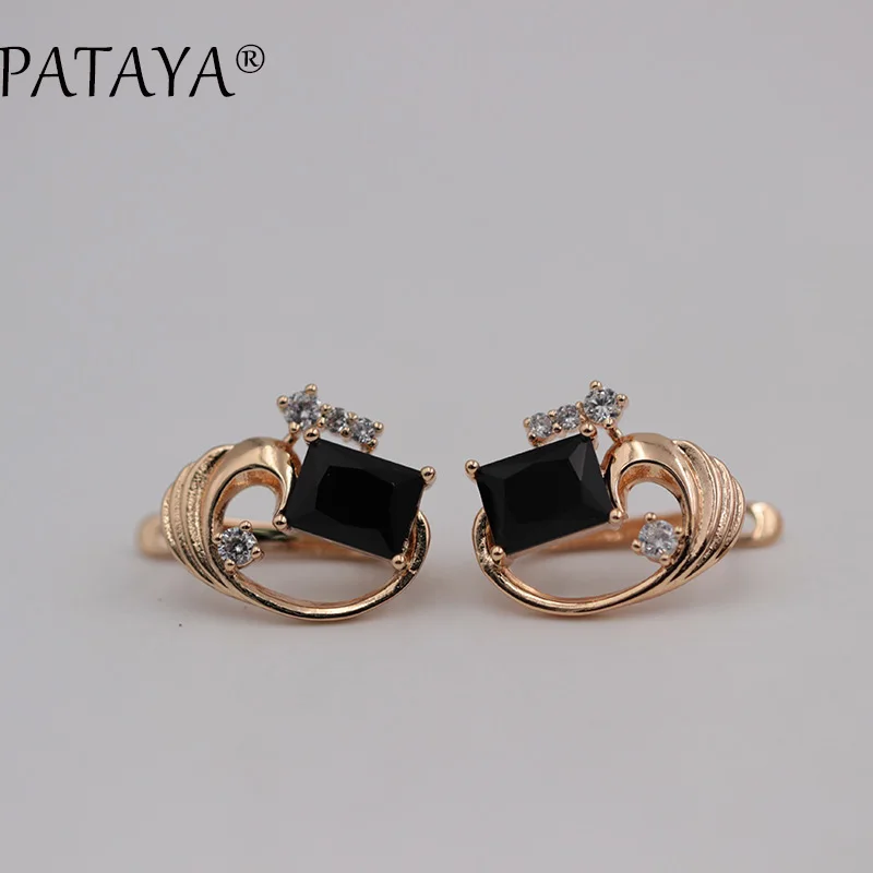 black Квадратные большие серьги PATAYA CC 585, светильник из розового золота с синим натуральным цирконием, свадебные аксессуары, ювелирные изделия, богемные Свадебные висячие серьги - Окраска металла: black