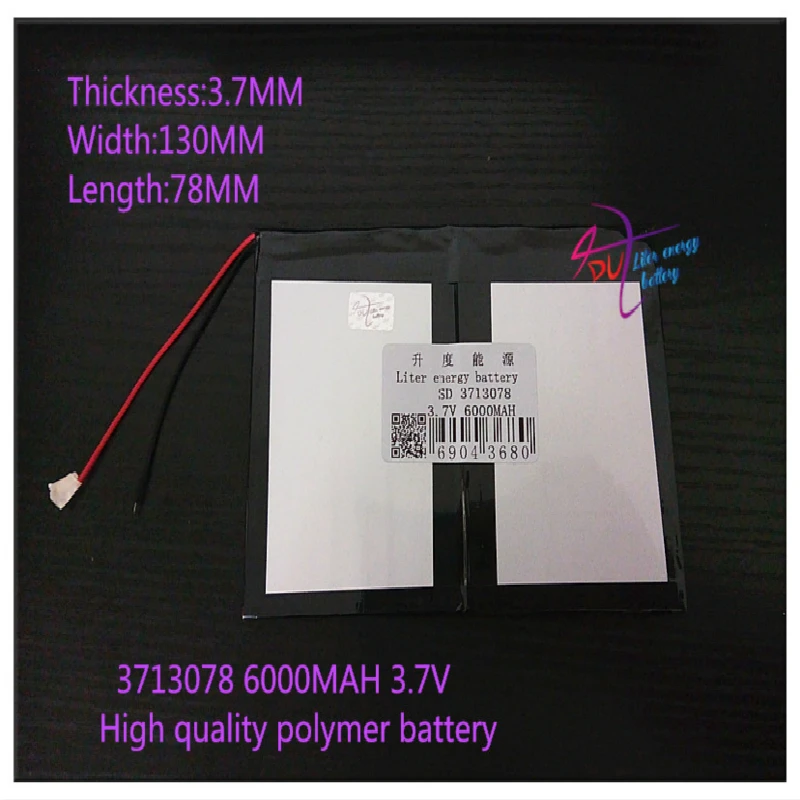 

3,7 V 6000mAH 3713078 полимерный литий-ионный/литий-ионный аккумулятор для планшетных ПК mp3 mp4 GPS динамик сотового телефона