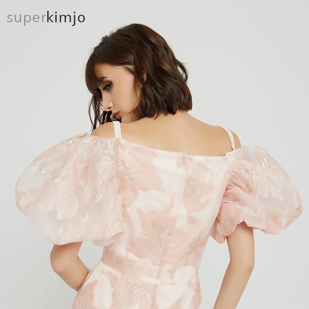 Kimjobridal/розовые платья для выпускного бала с коротким рукавом милым вырезом