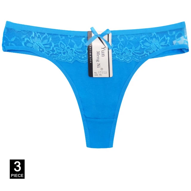 Blue-3 Pcs Женское нижнее белье, женские стринги, хлопковые трусы, нижнее белье, calcinha, женские бесшовные кружевные трусики, нижнее белье, 3 шт./лот - Цвет: Blue-3 Pcs
