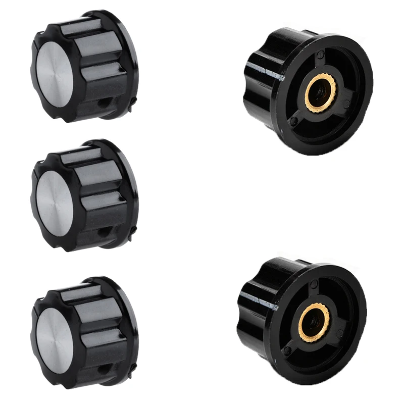 

5Pcs New Control Rotary Knob For 6mm Knurled Shaft Potentiometer Set