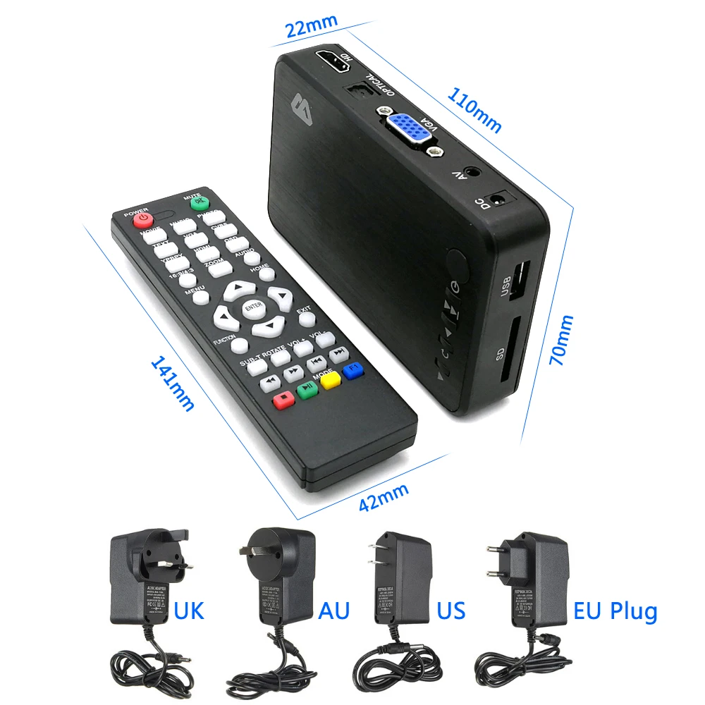 Мини Full HD мультимедийный плеер Autoplay 1080P USB внешний HDD SD U диск медиаплеер с HDMI