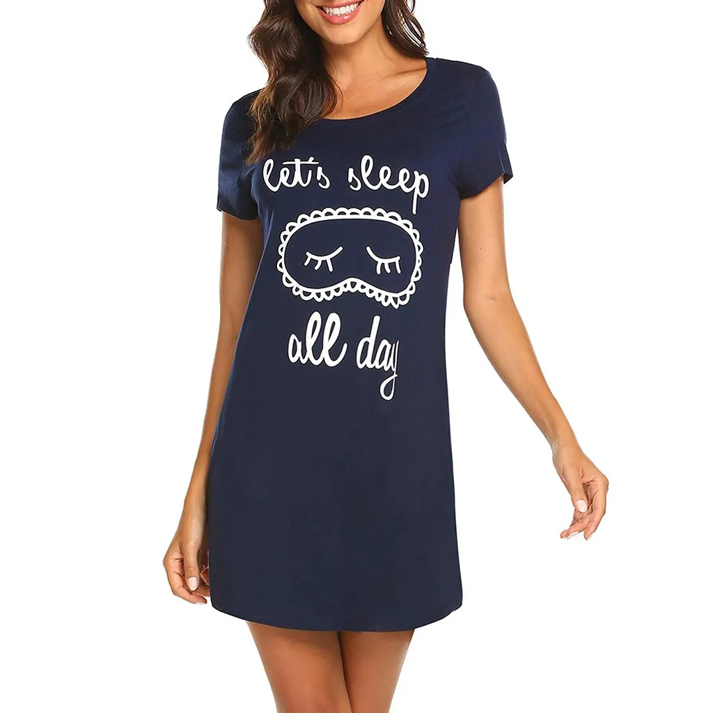 Женское платье с коротким рукавом Повседневная Удобная ночная рубашка