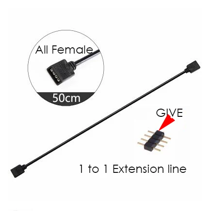 rgb extension Цветная(RGB) отклонения в размерах на 1-2/3/4/6 aura кабель расширения для MSI/ASUS материнская плата двойной женский порт aura линия материнская плата rgb удлинитель 12v 4pin - Цвет лезвия: rgb extension