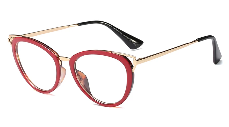 red with clear Peekaboo, прозрачные линзы, модные женские очки, Ретро стиль, Золотой Металл, оптические очки, кошачий глаз, для женщин, красный леопард, подарочные элементы, аксессуары - Цвет оправы: red with clear