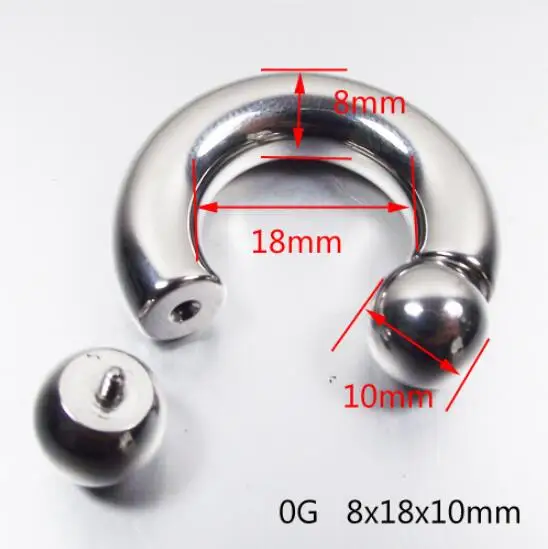 0G 8x16x10mm SaYao, большой размер, нержавеющая сталь CBR, с внутренней резьбой, BCR, круговые штанги, подкова, кольцо для носа, телесный туннель, ювелирные изделия для тела - Окраска металла: 0G 8x16x10mm
