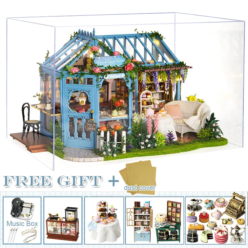 A68-C CUTEBEE DIY деревянный кукольный домик кукольных домиков Миниатюрный Кукольный дом мебель комплект Casa музыка светодиодные игрушки для детей, подарок на день рождения, M21 - Цвет: A68-C