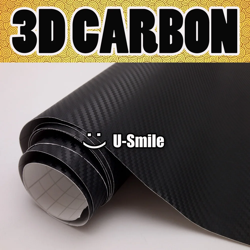 Высококачественная Черная Виниловая 3d-пленка из углеродного волокна черная