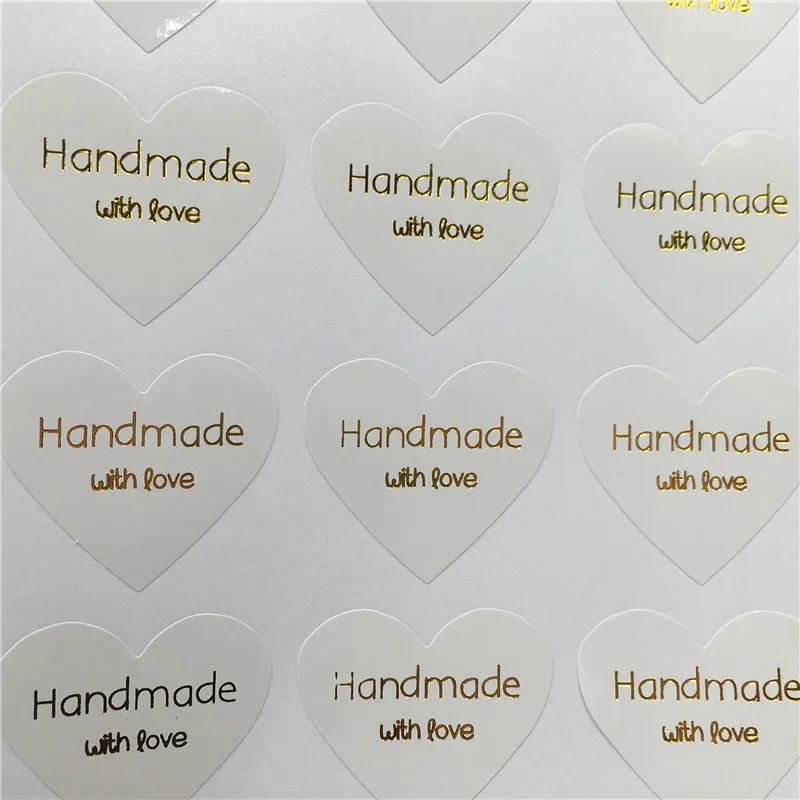 100 шт. бумажные наклейки в форме сердца с надписью Handmade With Love | Дом и сад