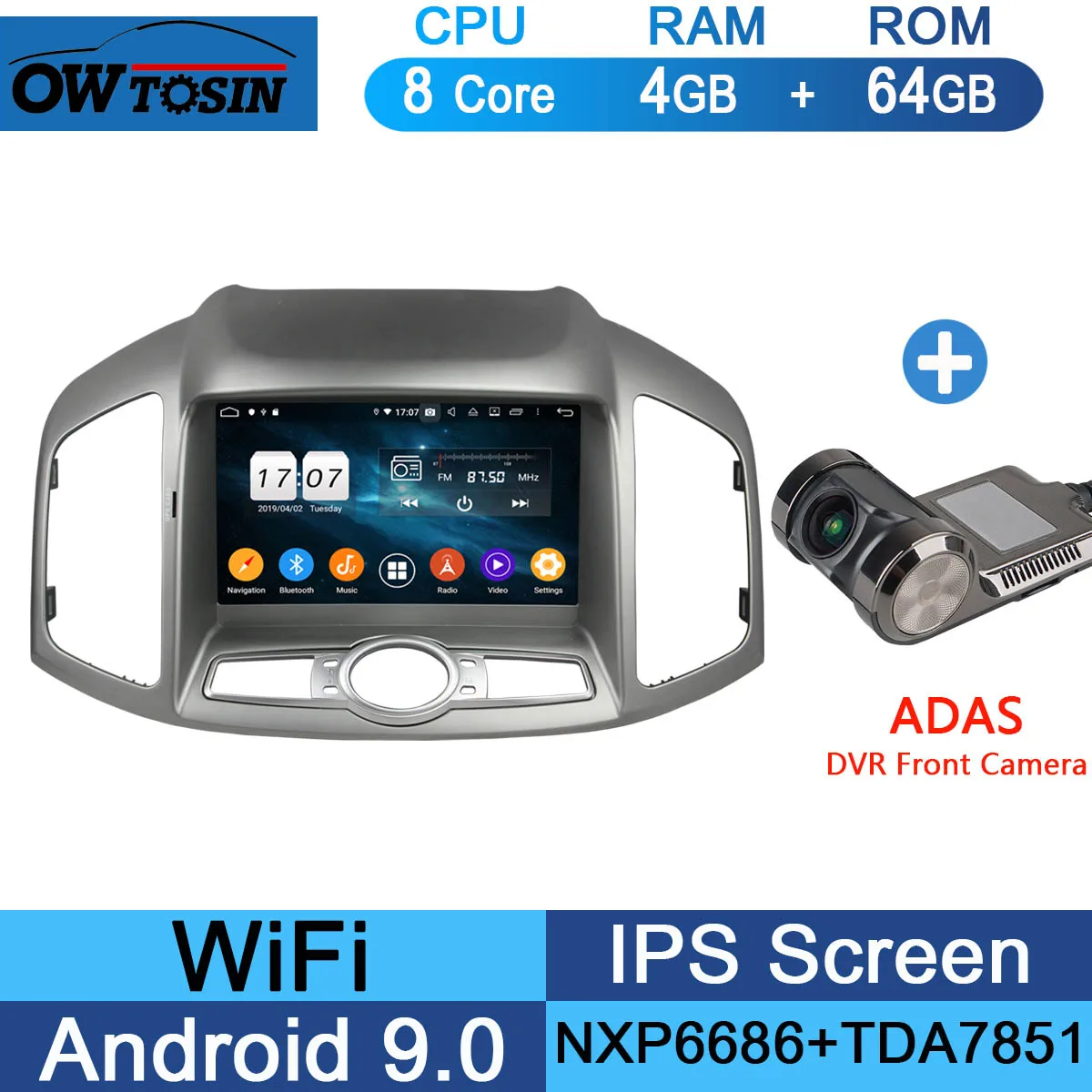 64G Adas Camera " ips 1920*1080 8 Core 4G ram+ 64G rom Android 9,0 автомобильный dvd-плеер для Chevrolet Captiva 2011- DSP радио gps Parrot BT Adas - Цвет: 64G Adas Camera
