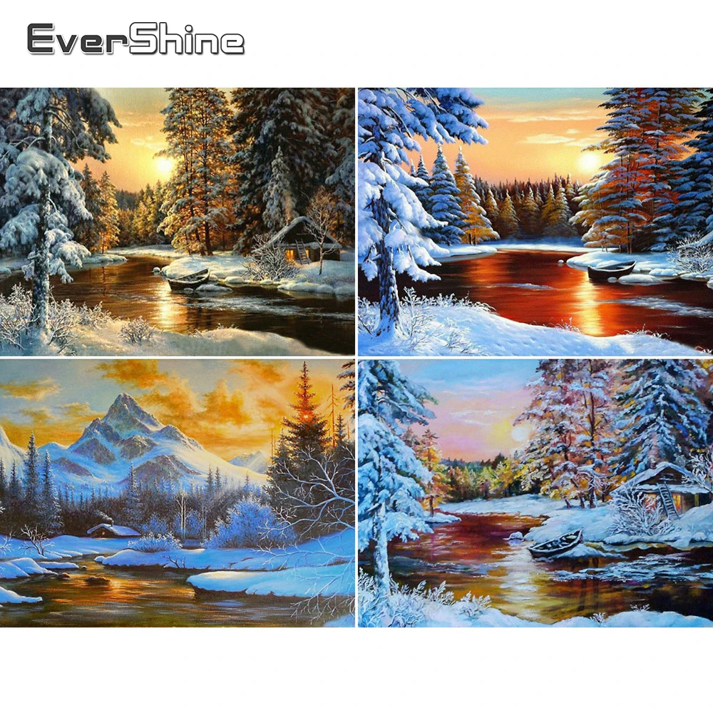 Алмазная вышивка Evershine зимний полный набор алмазная живопись снежный пейзаж