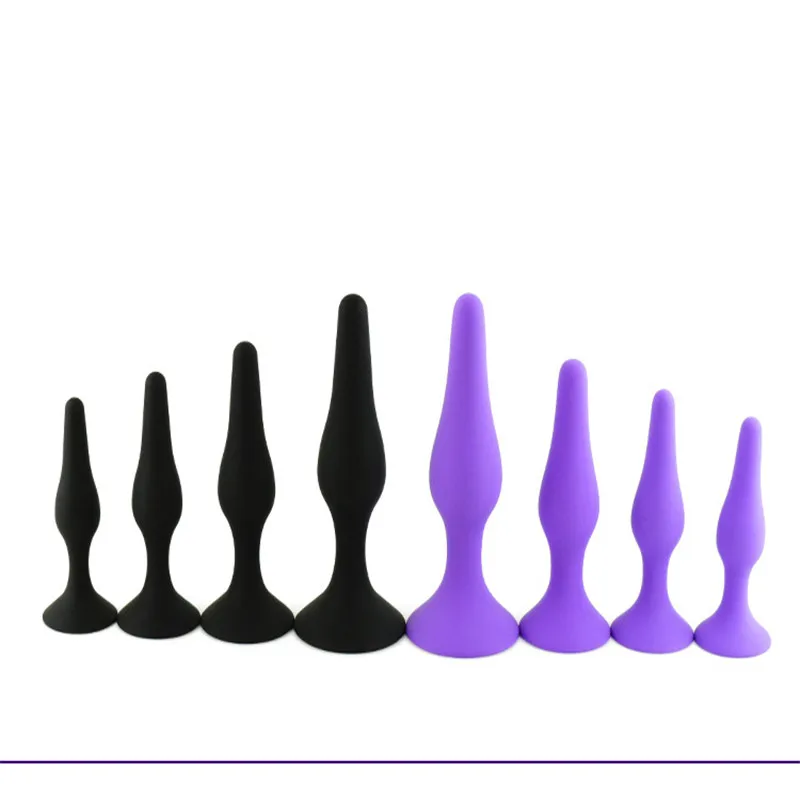 Sex Shop Purple and Black 4pcs/set 4Size Silicone Anal Plug Massage Stimulate Insert Anus Male Gay Adult Game Toys. | Красота и