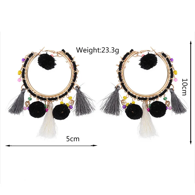 pom tassel earrings for women ethnic dangle fashion jewelry boucle d'oreille ethnique vintage statement | Украшения и