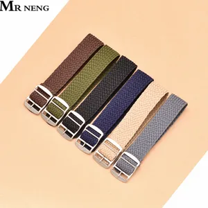 Ремешок нейлоновый для наручных часов, однотонный тканый браслет из перлона, с пряжкой, черный темно-синий, 14 мм 16 мм 18 мм 20 22 мм