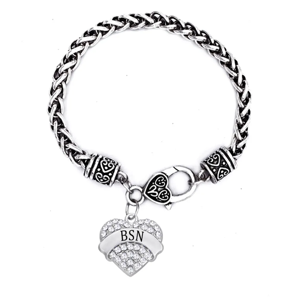 DOUBLE NOSE Doctor Medical Sign Jewelry Heart Rhinestone Charm BSN Bracelets For Nurse | Украшения и аксессуары