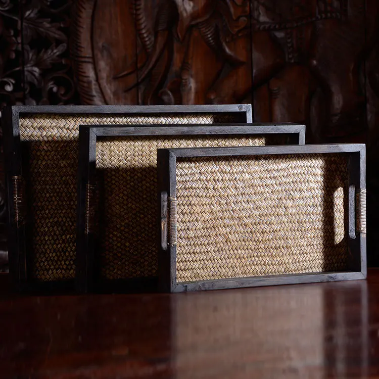 Ручная работа Таиланд оригинал 3 шт. деревянный поднос Сервировочные лотки Ретро