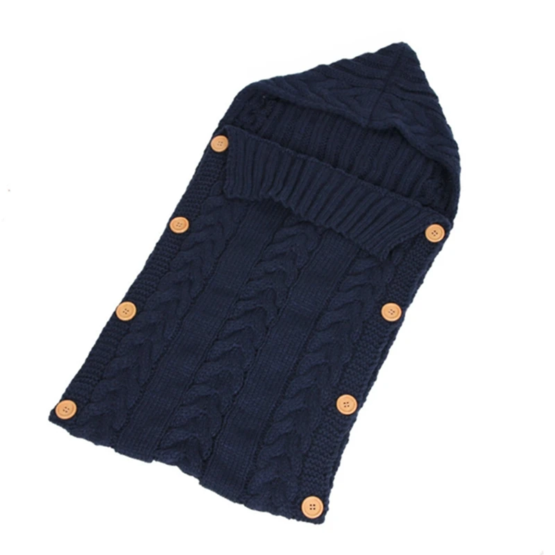 70*35cm Infant Knitted Blanket Solid Color Cute Baby Warm Sleeping Bag Sofa Bed Outdoor Travel Button Stroller | Дом и сад