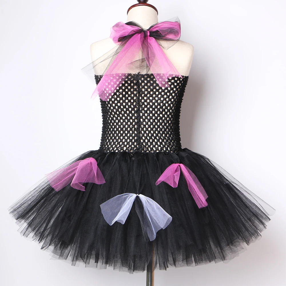 Zombie Girls Tutu Dress Black Scary Monster Theme Halloween Costume for Kids Tulle Carnival Party Dresses Children Clothes | Детская